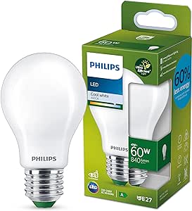 Philips Bombilla LED Mate Philips Eficiente, Casquillo E27 4W, 840 Lúmens, Luz Blanca Fría 4000k, Clase Energetica A