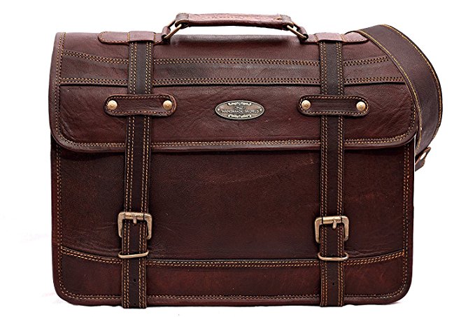 Handmade_World Rustic Vintage Leather Messenger Bag Laptop Bag Briefcase Satchel bag