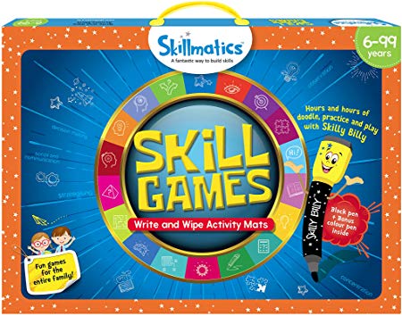 Skillmatics Educational Game: Skill Games (6-99 Years) | Erasable and Reusable Activity Mats with 2 Dry Erase Markers | Learning Tools for Boys and Girls 6, 7, 8, 9 Years