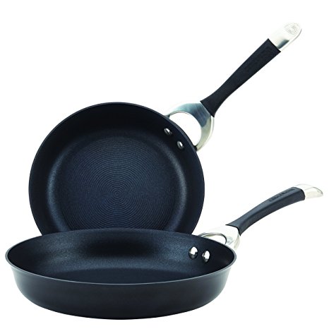 Circulon 87507 Symmetry Hard-Anodized Nonstick Twin Pack French Skillet Set, 9" x 11", Black