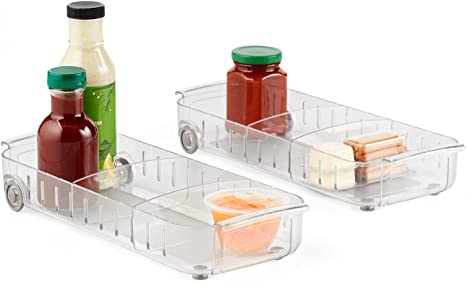 YouCopia RollOut Fridge Caddy, 6" Wide, Pack of 2, Clear