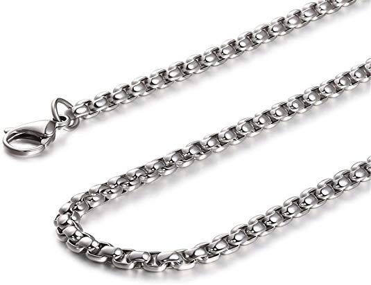 Loveshine 8mm 14-40 inch Stainless Steel Chain Mens Necklace, Silver, 8mm