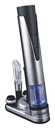 Wine Enthusiast Electric Blue Wine Opener & Preserver Set, Stainless Steel