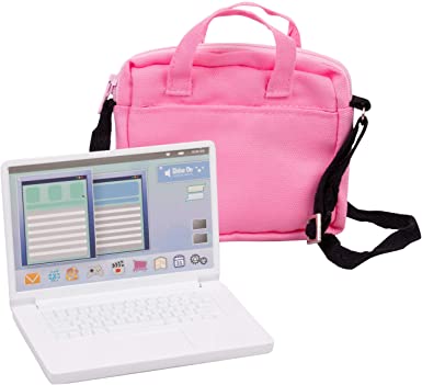 Metal Computer Laptop with Carrying Bag for American Girl and other 18 in dolls - Durable Metal Construction