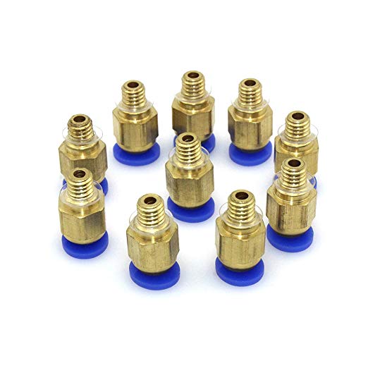 PoPprint PC4-M6 Straight Fitting 4mm thread M6 Connector for 3D Printer (Pack of 10 pcs )