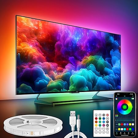 Maylit ICRGB TV LED Backlight, App Control LED Lights for 20-36in TV/Monitor, Music Sync Color Changing TV LED Strip Lights for Home Decor, USB Powered Gaming Accessories Lights for Bedroom Room Decor