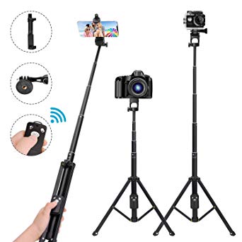 LEXY Selfie Stick Tripod,54 Inch Extendable Camera Tripod for Cellphone,Bluetooth Remote For Apple & Android Devices,Compatible with iPhone 6 7 8 X Plus,Samsung Galaxy S9 Note8,Gopro Adapter Included