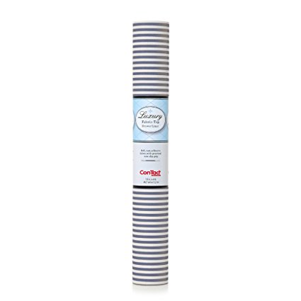 Con-Tact Brand Non-Adhesive Luxury Fabric Shelf and Drawer Liner, 18-Inches by 4-Feet, Navy Blue Pajama Stripe