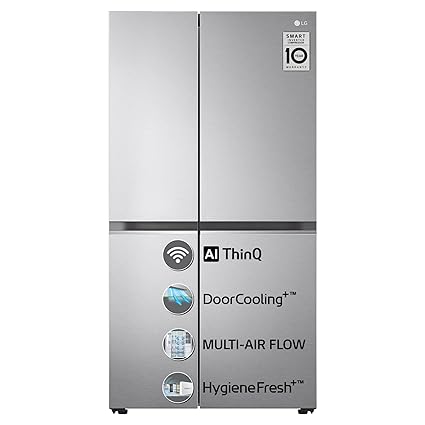 LG 833 L Frost Free Smart Inverter Compressor Wi-Fi Side-By-Side Refrigerator Appliance (GC-B307SSVL, Noble Steel2, Door Cooling  | Hygiene Fresh )