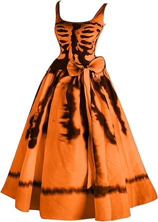 Ladies' Halloween Bloody Print Party O Neck Sexy Sleeveless Prom Dress