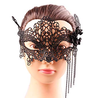 Venetian Masquerade Mask Women's Halloween Party Lace Mask Nightclub Fox Masquerade Black Flower