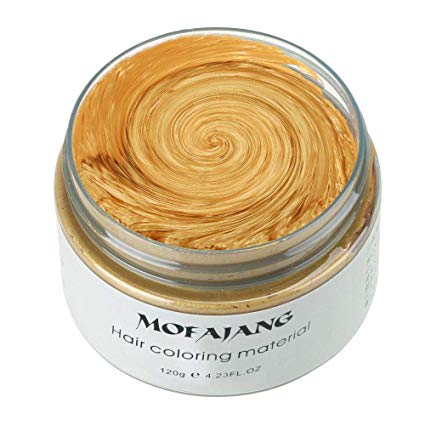 MOFAJANG Unisex Hair Wax Color Dye Styling Cream Mud, Natural Hairstyle Pomade, Washable Temporary,Party Cosplay (Gold)