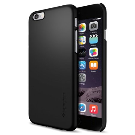iPhone 6 Case, Spigen® [Non-Slip] [Perfect-Fit] iPhone 6 (4.7) Case Slim **NEW** [Fit Series] [Thin Fit] [Smooth Black] Premium SF Coated Non Slip Surface with Excellent Grip Matte Hard Case - ECO-Friendly Packaging - Slim Case for iPhone 6 (4.7) (2014) - Smooth Black (SGP10936)