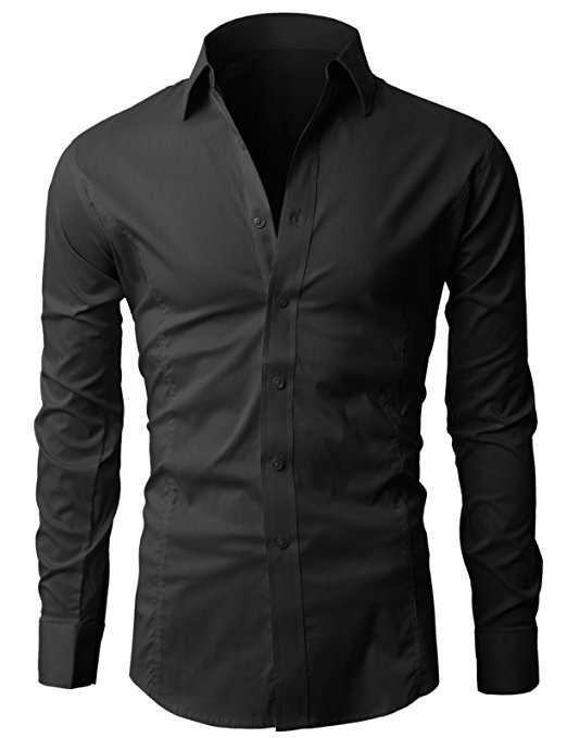 Lyon Becker Men's Shirts Long Sleeve Slim Fit Casual Formal Shirt Basic Plain Dress Office PS01