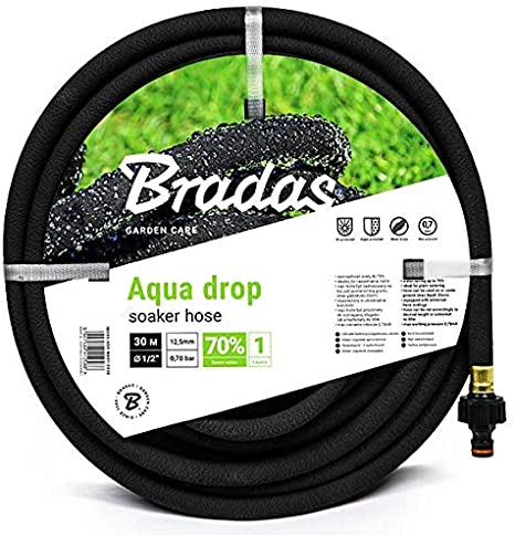 Soaker Hose 30m(97.5FT) Soaker Hose 1/2" drip Hose,Weeping Pipe,seep Hose,Porous Pipe with Fittings by BRADAS