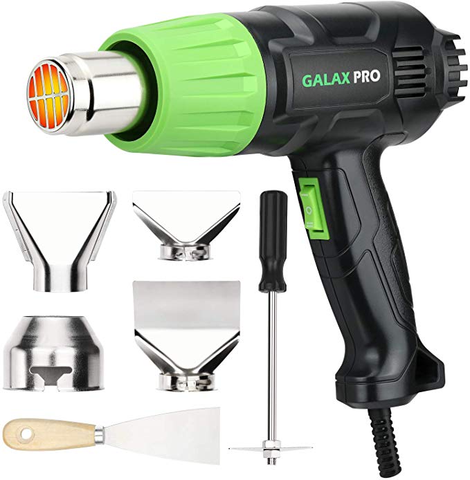 2000W Heat Gun, GALAX PRO Hot Air Gun Set with 2 Modes Temperature Settings: 350 ℃ -250 L/min 550 ℃ -550 L/min, 4 Nozzles, for Removing Paint, Soldering Pipes, Shrinking PVC