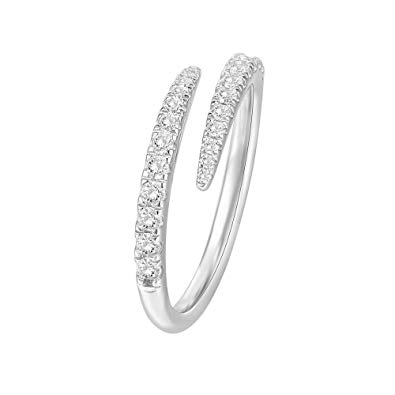 PAVOI 14K Gold Plated Sterling Silver Cubic Zirconia Open Twist Eternity Band for Women