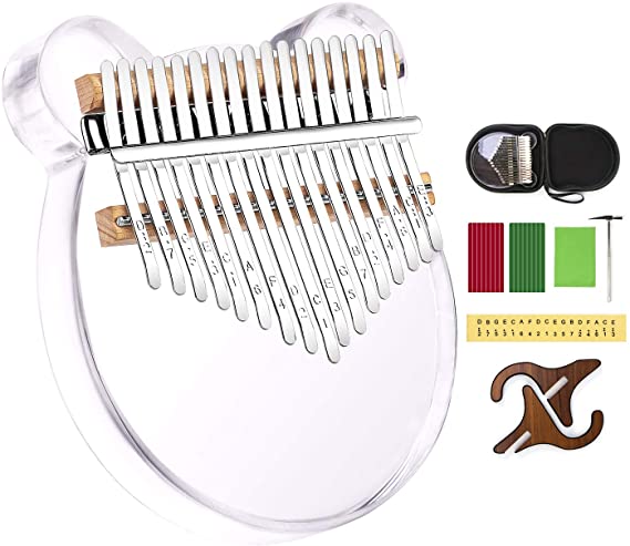 YestBuy kalimba 17 Keys Thumb Piano, Acrylic Mbira Wood Finger Piano with EVA Protective Case, Musical Instrument Gifts For Kids Adult Beginners Professional