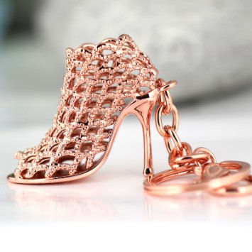 Maycom® High-heeled Shoe Keychain Creative Fashion Refinement Lady Gift Hollow Shoes Keyring Key Chain Ring Keyfob 86113 (Rose Gold)