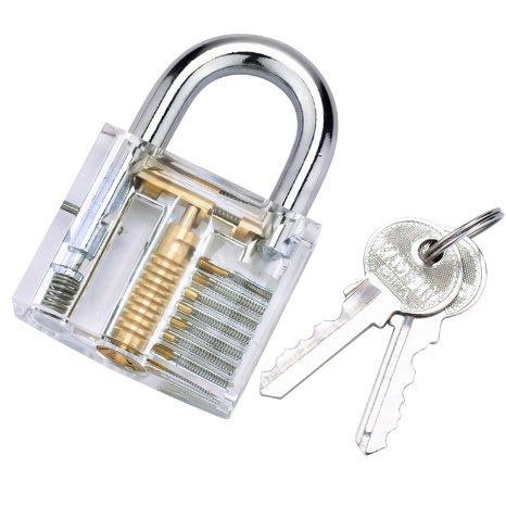 Transparent lock- BESTOPE® Training lock Professional Cutaway Inside view of Practice Keyed Padlocks Training Skill Pick for Locksmith with 2 Keys