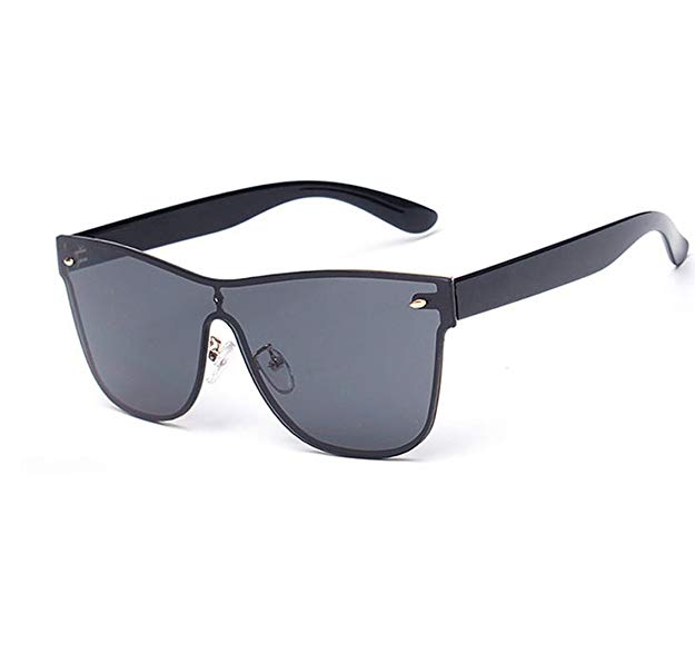 GAMT Rimless Wayfarer Sunglasses Futuristic Shield Mirrored Design