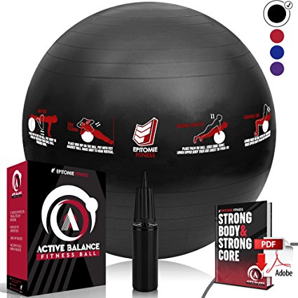 Epitomie Fitness Active Balance Fitness Ball with Imprinted Exercise and Training eBook