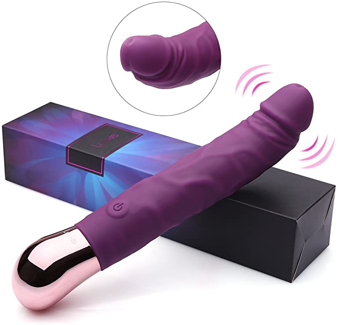 Rechargeable Realistic Dildo Vibrator for Women,G-Spot & Clitoral Stimulation with 10 Vibration Modes Adult Sex Toy for Couples Women (Purple)
