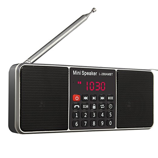 Bluetooth Radio Speaker,ELEGIANT Portable Multifunction Dual Channel Digital AM/FM Radio Media Wireless Speaker MP3 Music Player Support TF Card/USB Disk with LED Screen Display, Clock Function