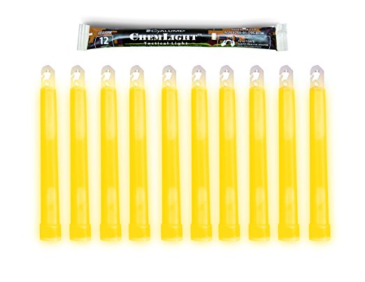 Cyalume ChemLight Military Grade Chemical Light Sticks, Yellow, 6" Long, 12 Hour Duration (Pack of 10)