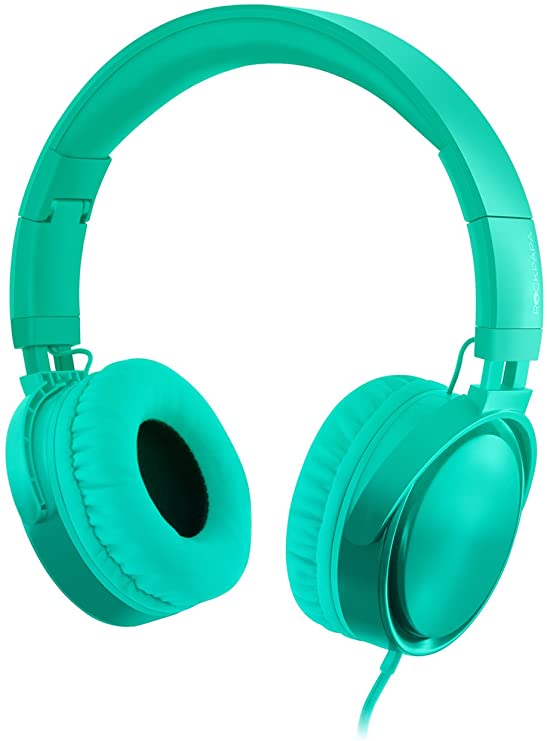 Rockpapa Grade Stereo Wired Headphones Foldable Headsets with Mic for Adults Kids Teens, Phone iPod iPad Laptop Tablet DVD CD MP3 in Car Airplane Gradient Teal