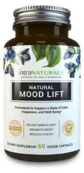 Natural Mood Lift - Relaxes Mind & Body, Calms, Boosts Serotonin, Reduces Anxiety | IntraNaturals | 3rd Party Tested, Vegan, Non-GMO - Made with 5-HTP, Magnesium, L-Methionine, Vitamin B5 & B6