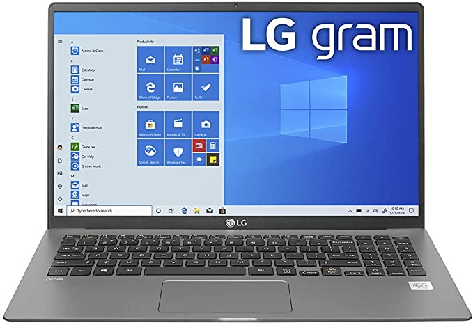 LG Gram 15.6" 10th Gen Intel Core i5 Processor Ultra-Slim Laptop, Dark Silver (15Z90N-V.AR52A8, i5/8GB/256GB)