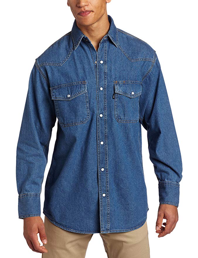 Key Apparel Men's Big & Tall Long Sleeve Western Snap Denim Shirt