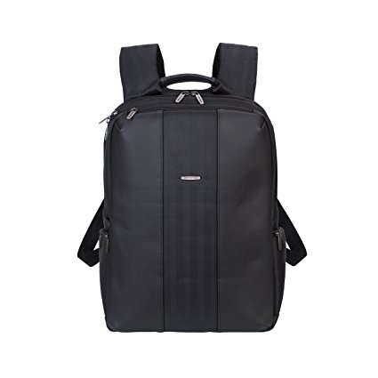 Rivacase 15.6 Inch Laptop Backpack, Elegant, Executive, Waterproof Materials, Black Vegan Leather Inserts