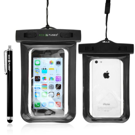 Eco-Fused Premium Waterproof Case with IPX8 Certificate for iPhone SE, 5S, 5, 4G, 4 3, iPod Touch 3, 4, 5; Samsung Galaxy S5 Mini, S4 Mini, S3 Mini - Stylus and Cleaning Cloth Included