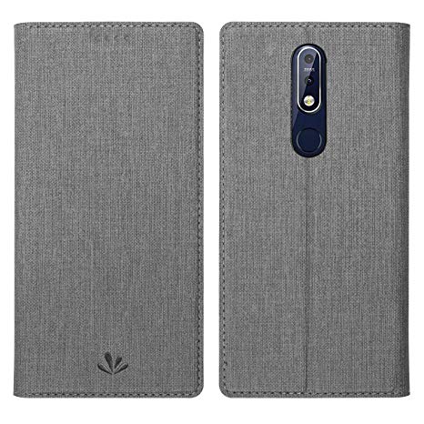 Simicoo Nokia 3.1 2018 Model Flip PU Leather Slim Fit case Card Holster Stand Magnetic Cover Clear Silicone TPU Full Body Shockproof Pocket Thin Wallet Case for Nokia 3.1 2018 (Grey, Nokia 3.1)