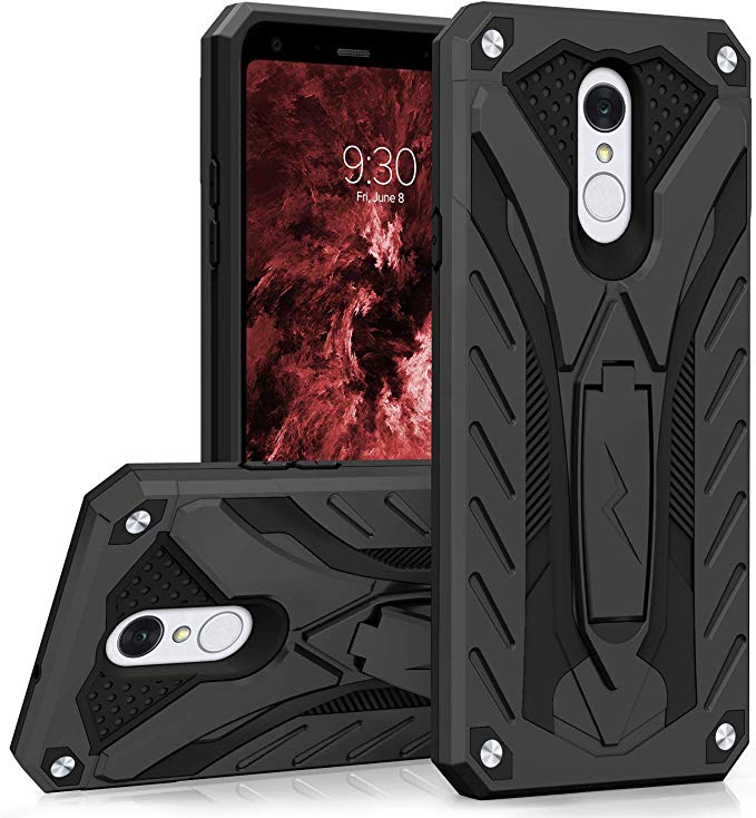 Zizo Static Series Compatible with LG Q7  Case Military Grade Drop Tested with Built in Kickstand LG Q7 Plus Black