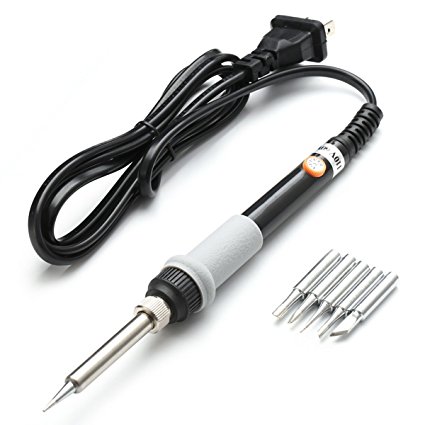 Soldering Iron, Liumy 110V/60W Electric Soldering Iron Kit, 5 PCS Replaceable Iron / Adjustable temperature controlled Welding Iron (White)