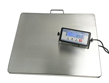 Angel USA Extra Large Platform 22" x 18" Stainless Steel 400lb Heavy Duty Digital Postal Shipping Scale, Powered by Batteries or AC Adapter, Great for Floor Bench Office Weight Weighing
