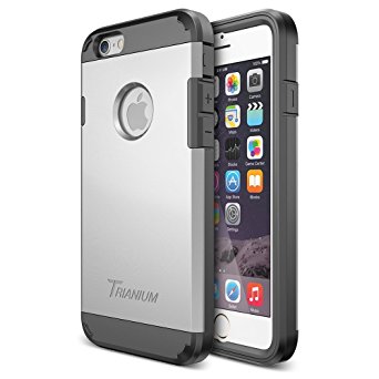 iPhone 6 Case, Trianium [Duranium Series] Heavy Duty Shock Absorbing Ultra Protective Hard Case with Built-in Screen Protector for iPhone 6 (4.7-Inch) [Black/Silver](TMWS6CASE04)