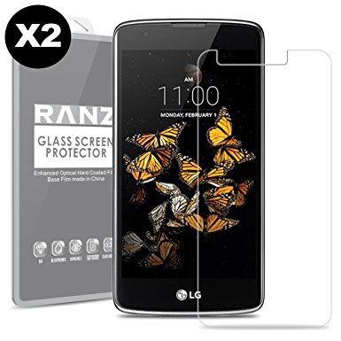 [2 Pack] LG K8 Screen Protector, RANZ Tempered Glass Premium High Definition Shockproof Clear Screen Protector for LG K8 / K530