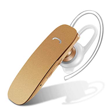 Bluetooth Earpiece for iPhone Samsung Galaxy Android - GLCON Hands Free Wireless Headset with Noise Cancellation Mic - Stereo Sound Bluetooth Cell Phone Headphone Earbuds (Gold)
