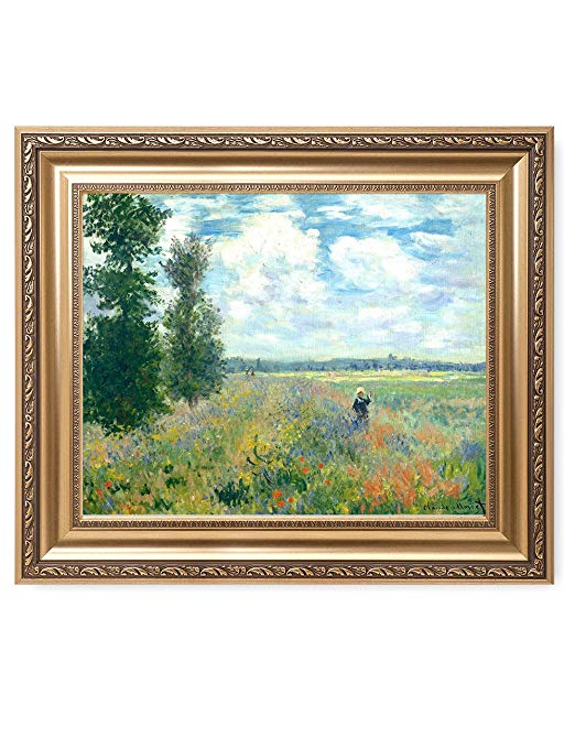 DECORARTS - Poppy Fields Near Argenteuil, Claude Monet Art Reproduction. Giclee Canvas Prints Wall Art for Home Decor, Framed Size: 26x22