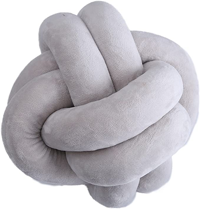 Nunubee Knot Pillow Ball Plush Cushion Toys Couch Throw Pillow Both Home Decor & Gift for Children φ18 cm / φ7.1 Inch Gray-2line-S