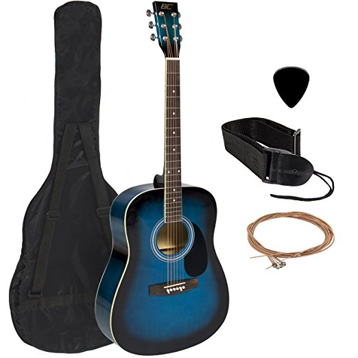 Full 41" Acoustic Guitar with Guitar Case & More Accessories Combo Kit Guitar Blue