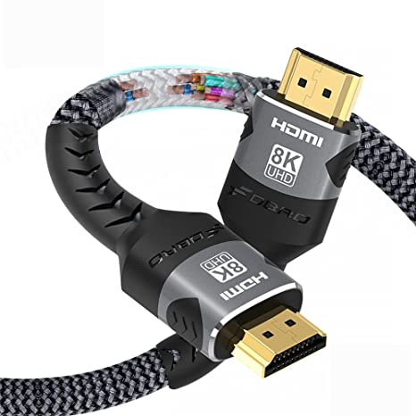 FDBRO 8K HDMI Cable 48Gpbs 8K@60Hz 4K@120Hz eARC HDR HDCP 2.3 HDMI 2.1 Cord Compatible with HDTV, PS4/PS5, Xbox Series X, RTX 3080/3090 (2M)