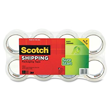 Scotch Sure Start Shipping Packaging Tape, 1.88 Inches x 54.6 Yards, 8 Rolls (3450-8)