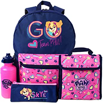 Paw Patrol School Backpack, Lunch bag, Pencil Case & Bottle Set Girl's 4 Piece