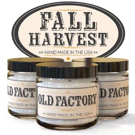 Scented Candles - Fall Harvest - Set of 3: Pumpkin Spice, Cranberry, and Autumn Leaves - 3 x 4-Ounce Soy Candles