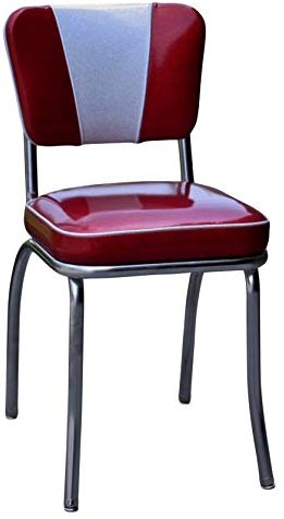 Richardson Seating Retro V-Back Diner Chair with 2" Box Seat, Glitter Sparkle Red/Glitter Silver